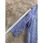 Chico's  No Iron 100% Linen Blue Geometric Print 3/4 Sleeve Button Down Shirt M Photo 3