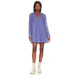 Free People Embroidered Bohemian Western Babydoll Mini Dress Lilac Purple Small Photo 1