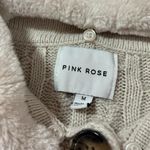 Pink Rose Cable Knit Faux Fur Collar Cardigan Sweater Cream Beige Penny Lane Photo 1