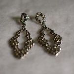 Source Unknown Boho Chic Hammered Silver Tone Statement Dangle/Drop Post Earrings Like New Photo 1