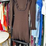 Fendi Wool Blend Ruffle Trim Knit Mini Dress in Chocolate Brown Photo 3