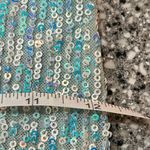 SheIn Blue Lined Sequined Mini Dress Open Back High Slit on Sides Size Small Photo 5