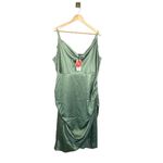 Cider NWT Wedding Guest Satin Cowl Neck Ruched Midi Dress in Green Size 3XL Photo 1