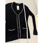 Women's White Black Lightweight Silk Mongolian Cashmere Cardigan Sweater M NWT Size M Photo 7