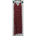 Pink Rose  Vintage Maxi Dress Floral Print Sleeveless‎ Casual Red Size L Photo 4