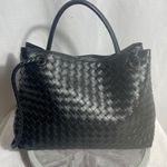Source Unknown Black Woven Tote Bag Braided Shoulder Strap Gold Tone Hardware Large Photo 2