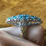 Natural Blue Apatite Sterling Silver Cocktail Ring Size 7 Photo 1