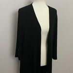 Chico's Travelers Cardigan Open Front High Low Hem Lagenlook Buttons Black Photo 1