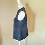 Theory Sleeveless Volume Top in Checked Eco Knit Plaid S Mock Neck Quiet Luxury Photo 3