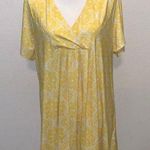 Amzplus Woman’s 3XL yellow pattern Short Sleeve Shirt Wrap Stretchy Photo 0