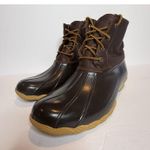 Sperry Womens Duck Boot Brown Rain Booties Warm Microfleece Rawhide Lace Up 11 Photo 1