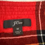 J.Crew Plaid Ruffle Flannel Long Sleeve Cotton Shirt Top Medium Red Holiday Photo 1