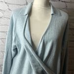 360 Cashmere light blue faux wrap sweater size large Photo 3