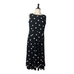Kasper  Midi Dress Aline Sleeveless Jersey Knit Black Polka Dot Women’s Size 14W Photo 2