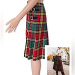 FLORENCE WALSH Vintage Plaid Pleated Wool Kilt Size 14 Red Photo 4