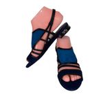 Pour La Victoire  "ESTELLE" TURQUOISE & NAVY BLUE W/ BLACK SUEDE SANDALS NIB (6) Photo 2