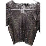 Santa Brands Feathers Top in Black XS/S New Womens Crystal Blouse Photo 6