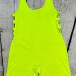 Beware Neon Yellow Biker Short Romper Photo 7