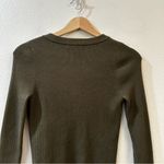 Madewell Women's Ruffle-Cuff Henley Ribbed Slim Fit Sweater Size Small Olive Photo 7