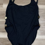 La Blanca  Button Black Low Back One Piece Swimsuit Women’s 16 Photo 0