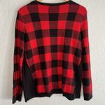 J. Jill Buffalo Check Red Sweater Fall Farm Winter Christmas Holiday Oversized Photo 6