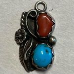 Vtg Native American Turquoise Spiny Oyster Coral Blue Lapis Sterling Pendent Lot Silver Photo 10