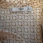MNG Mango Tie Neck Blouse Gold Rings Design Long Sleeve White Size 4 Photo 1