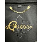 Guess Black Wool Blend Peacoat Jacket Women's Large Double Breasted Gold Chain Photo 2
