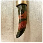 Unakite horn pendant brass and brown cord OM charm necklace Photo 4