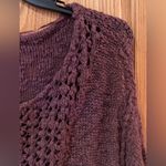 Free People  Pretty‎ Pointelle Open-Knit Vee Sweater in Rose Glow Size Medium Photo 9