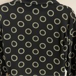 Betsey Johnson  Cropped Blouse Black Circle Pattern‎ Tie Front Rayon Size Medium Photo 13
