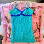 Victoria's Secret y2k vintage george lace trim turquoise blue slip camisole dress Photo 0