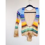 LIVE Womens Swimsuit Blue One Piece Sunset Beach Graphic Open Back Petite Small Photo 6