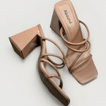 Abound  ABAUSTYN-PU Beige Block Heel Strappy Square Toe Open-toe Heels Size 9M Photo 0