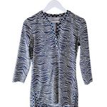 J. McLaughlin  Womens Blue Catalina Cloth 3/4 Sleeve V-Neck Top Blouse Tunic Small Photo 0