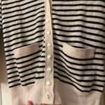 J.Crew ☀️3/$25  100% cashmere striped cardigan with pockets navy blue cream xs Photo 2