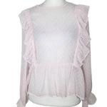 Rio Pastel Pink Sheer Cottagecore Blouse Size Medium Swiss Dot Coquette Pink Top Photo 0