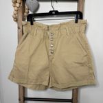 Topshop  Paper Bag Tan Button Fly Shorts‎ Size 12 Photo 2