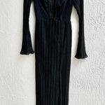 Suboo Crystal Bell Sleeve Plunging Wire Neck Maxi Dress Black Women's Size XS Photo 2