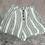 American Eagle  Women's Blue White Striped Paper-bag Scrunch Linen Shorts XS Photo 0