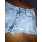 No Boundaries Nobo  Shorts Size 11 Acid Wash Blue Denim Jean Stretch Ripped Raw Photo 3