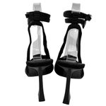 ZARA  Black Double Strap Pointed Toe Rhinestone Buckles High Heels Sandals Size 6 Photo 2