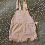 Free People Torn Up Jumper Frayed Hem Overalls Mini Dress Size 6. Pink D… Photo 3