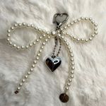White Bowknot Heart Sweet Charm Pearl Bow Bag Charm Fashion Charm Photo 1