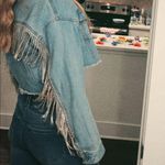 Denim Rhinestone Fringe Jacket  Photo 1