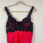 Victoria's Secret Red Black Lace Satin Babydoll Chemise Lingerie L Underwire Photo 1