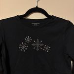 Charter Club Black Long Sleeve Shirt with Snowflake Design Photo 1