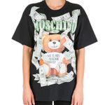 Moschino Authentic  Couture Dollar Bill Bear Print Oversize Unisex Tshirt Black Photo 8