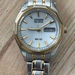 Citizen Eco-Drive Solar Ladies Watch Two Tone Bracelet White Dial Date Window Photo 3