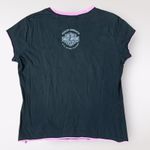 Harley Davidson  Classic Floral Tee Womens Size M Black Pink‎ Biker Photo 5